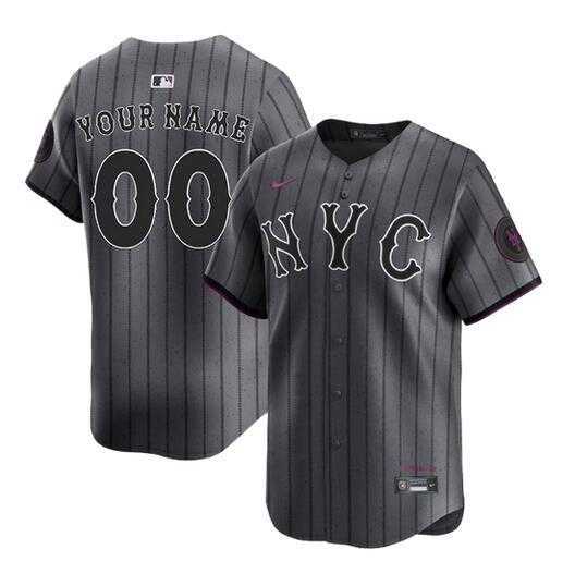 Mens New York Mets Customized Graphite 2024 City Connect Limited Stitched Baseball Jersey->customized mlb jersey->Custom Jersey